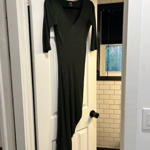 McQ heather green asymetrical midi dress